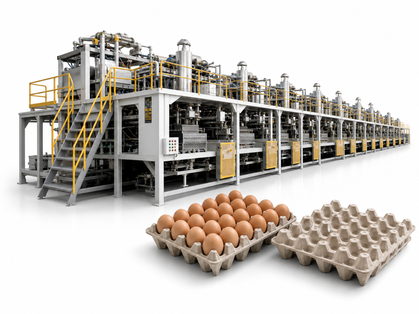 ET egg tray production line with molded pulp trays