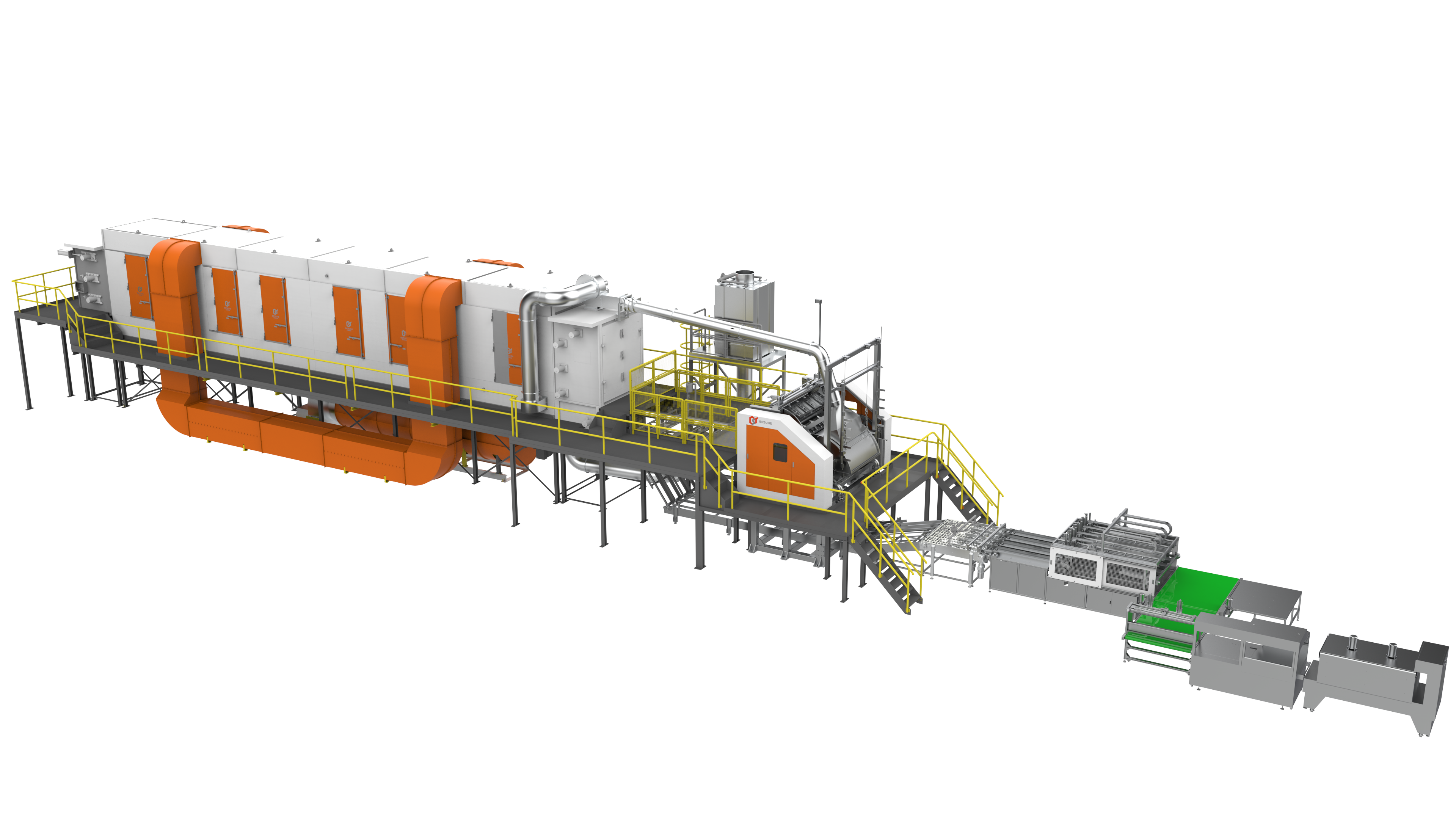 Stacking and packing line for egg trays